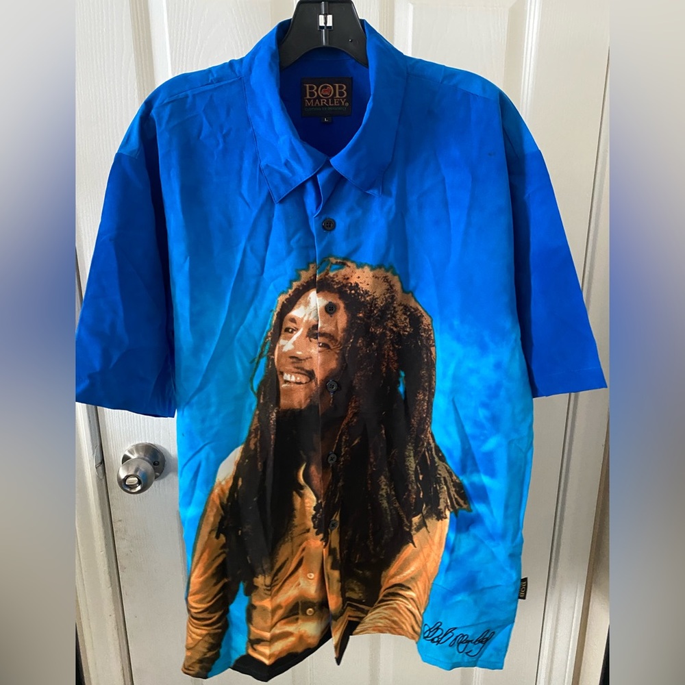 Vintage BOB MARLEY Mens Shirt Sleeve Button  shirt size L